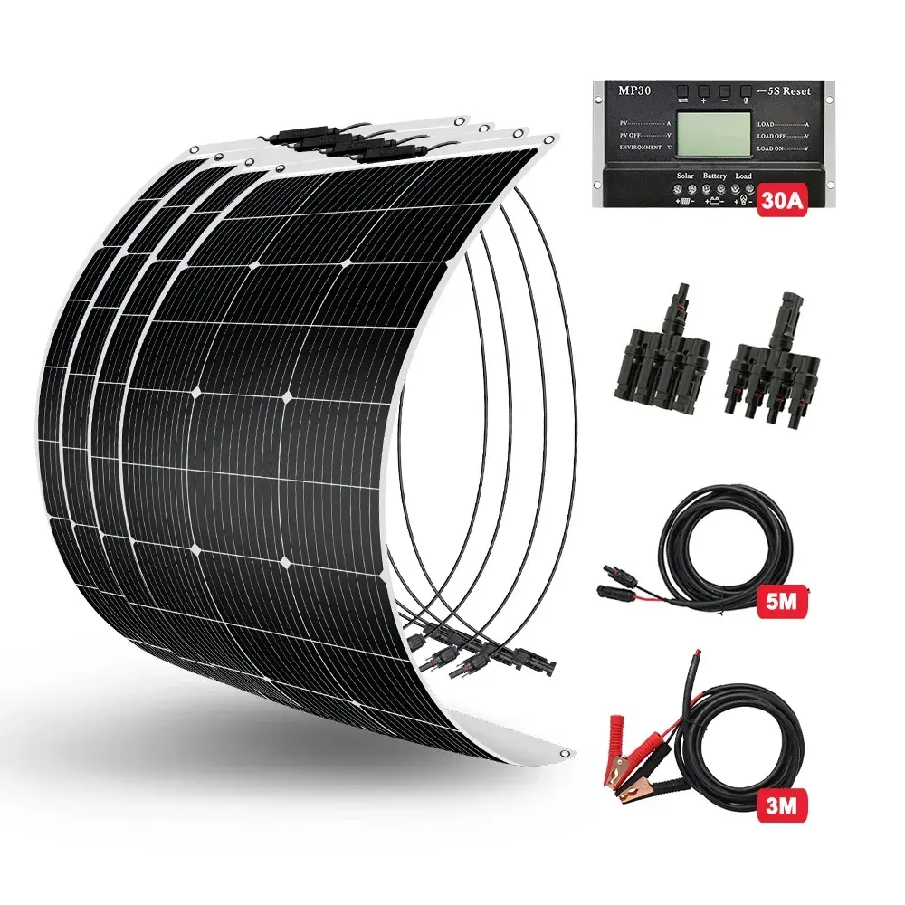 Dokio US EU Free Shipping 400W Solar System 4PCS 100W Flexible Solar Panels For Car/Boat/ Home Solar Charge 12V Waterproof