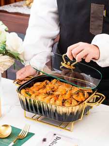 Wholesale Luxury Rectangle Ceramic Dry Pot Food Warmer <b>Set</b> Chafing Dish Wedding Hotel Equipment Hot Pot <b>Cookware</b> <b>Sets</b> with Lid - Product Image 3