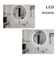Offre Spéciale moderne luxe infini salle de bain mur LED miroir forme ronde miroir intelligent avec lumière appartement projet Villa hôtel bain