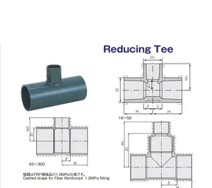 JIS CL-PVC Reducing Tee Pipe Fittings 75mm*50mm 100mm*75mm High Voltage Resistance Reducer Tee Joint For Industrial