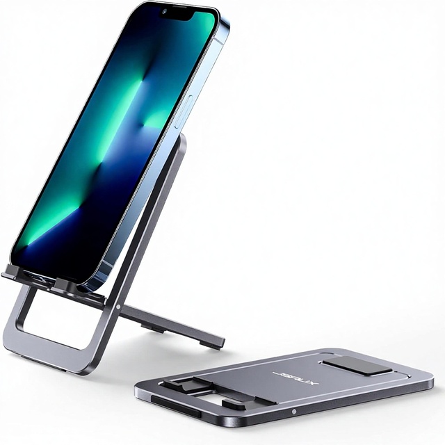 JSAUX Cell Phone Stand 2-Pack Foldable Aluminum Adjustable Phone Holder Desk Portable 4-8 Inch //Kindle Compatible