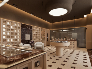 ออกแบบตกแต่งภายในร้านน้ำหอมสไตล์มินิมอล บริการออกแบบร้านน้ำหอมแบบครบวงจรพร้อมตกแต่งพื้นหินอ่อน - Product Image 1