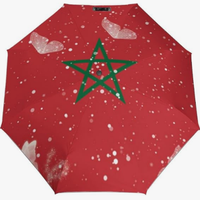 Parapluie pliant entièrement automatique à séchage rapide, motif drapeau marocain, style culturel, hydrofuge