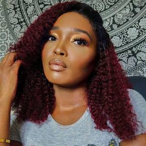 วิกผมแท้12A หนา200% 13x4ลูกไม้ด้านหน้าบ๊อบผมหยิก10-16นิ้ว # 1B/99J ไล่ระดับสีก่อนถอนผมผู้หญิงอเมริกัน - Product Image 5