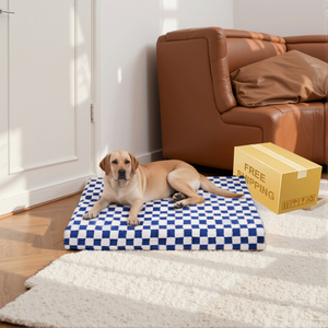 Cama ortopédica de terciopelo a cuadros de lujo para perros, colchón de espuma viscoelástica para aliviar el dolor en las articulaciones, comodidad calmante, funda lavable extraíble - Product Image 1
