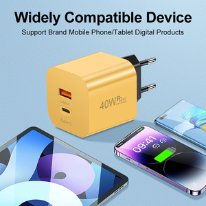 Cargador de Viaje Amarillo PD40W, Enchufes US EU UK, Carga Rápida PD.QC4.0, Material Ignífugo para iPhone y Android - Product Image 3