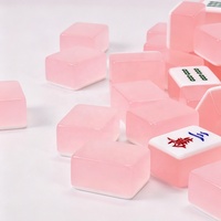 Jeu de Mahjong Américain en Acrylique Rose Translucide Effet Gelée - Design Semi-Transparent Élégant, Tuiles Premium, Idéal pour un Cadeau Stylé