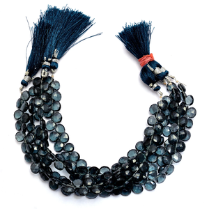 Londres topaze 7mm-8mm couleur Quartz facettes coeur Briolette perles bleu foncé topaze Hydro Quartz pierres précieuses perles en vrac pour bijoux - Product Image 3