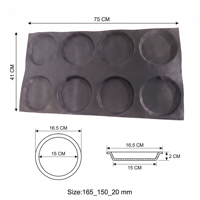 Moule à pain en silicone à mailles rondes 8 cavités 750*410mm, plateau entier, qualité alimentaire FDA LFGB, moule de boulangerie, vente en gros personnalisée en usine