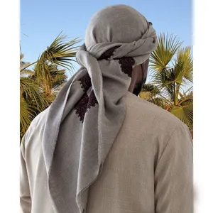 ผ้าโพกหัวปักลายสำหรับผู้ชาย,ผ้าโพกหัวอิสลามอาหรับมุสลิมทะเลทรายผ้าคลุมไหล่ Yashmagh ขนาด50นิ้ว