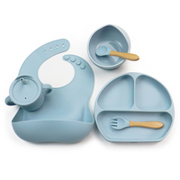 Vaisselle pour bébé sans BPA, bols, cuillère, bavoir en Silicone, assiette à succion divisée, ensemble d'alimentation pour bébé