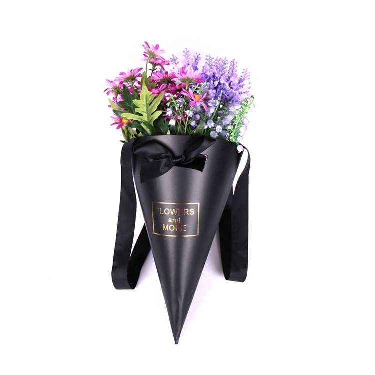 Fancy caixa de embalagem de flor de cartão personalizada, cone da caixa de embalar flor de presente saco de papel GJY-PB-132 papelão reciclável 1000 peças