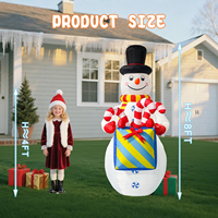 Bonhomme de neige gonflable de Noël de 8 pieds avec sac cadeau et lumière LED, ornement de Noël pour la cour, la pelouse, la maison, la décoration extérieure des fêtes