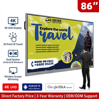 Interactief plat touchscreen smartboard 55/65/75/86 inch LCD digitaal display scherm voor scholen
