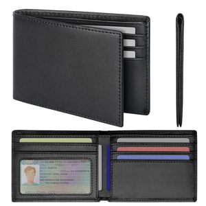 กระเป๋าสตางค์หนังแท้สำหรับผู้ชาย แบบพับสองตอน ป้องกัน RFID ช่องใส่บัตรหลายช่อง สไตล์คลาสสิก ใช้ได้ทุกวัน - Product Image 1