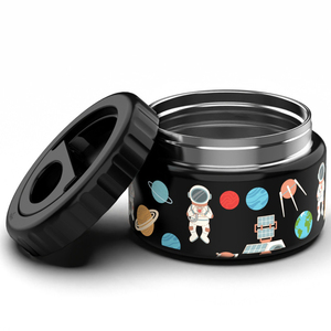 Aohea Factory Pot alimentaire rond noir en acier inoxydable 304 Factory 304 Pot à soupe Mignon enfants Bento Lunch Box silicone de qualité alimentaire - Product Image 1