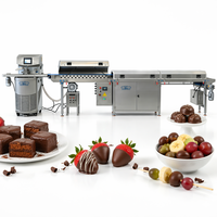 Machine d'enrobage automatique au chocolat SUS304, machine de recouvrement au chocolat commerciale pour ligne de production de biscuits et de gaufrettes