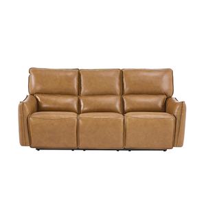 مجموعة كراسي جلد أريكة كرسي كهربائي مقطعية غرفة المعيشة تان جلد طبيعي - Product Image 4