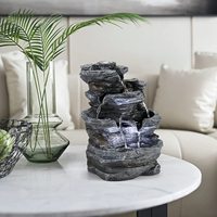 Fontaine de table d'intérieur en résine artificielle, cascade de pierres empilées, design artisanal écologique, son apaisant de l'eau, anti-stress