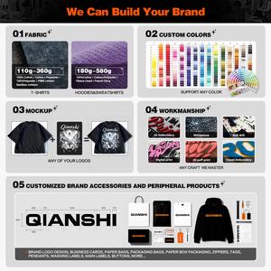 Qianshi Sudadera con Capucha de Alta Calidad para Hombre en Felpa de 600 GSM, Corte Cuadrado y Holgado, Personalizada con Gráficos, de Gran Gramaje, 100% Algodón y Estilo Cropped - Product Image 4