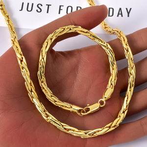 Colliers et bracelets en chaîne à maillons plaqués or 14 carats 750, élégants et simples, pour hommes et femmes, en gros - Product Image 5