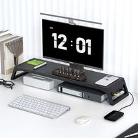 Support d'écran ergonomique avec port de charge USB, organiseur de bureau pour le travail et les jeux