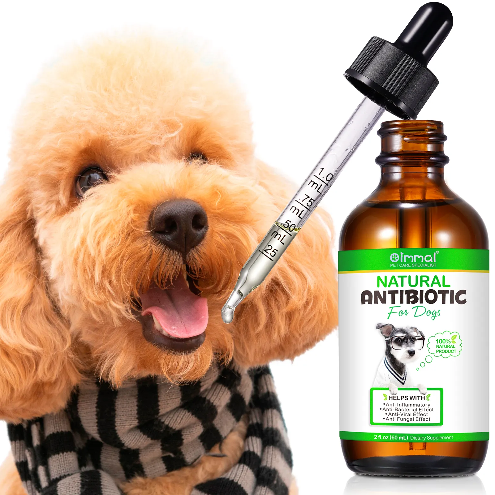 OIMMAI卸売カスタマイズ抗炎症ペット犬用抗生物質、犬用アレルギー緩和天然抗生物質をサポート