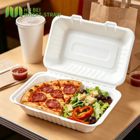 Boîte alimentaire rectangulaire jetable en bagasse 9x6 pouces, sans PFAS, pour plats à emporter, vente en gros