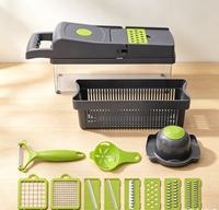 Multifunctionele handmatige groentehakker, -snijder en -slicer met opbergbak en veiligheidsbescherming, keukenhulp voor thuis koken
