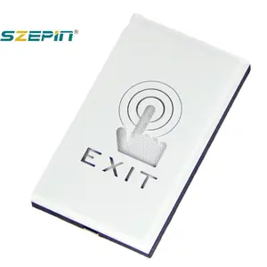 nti-fuego táctil led de control de acceso de puerta de salida interruptor de botón con el color blanco de vidrio templado panel