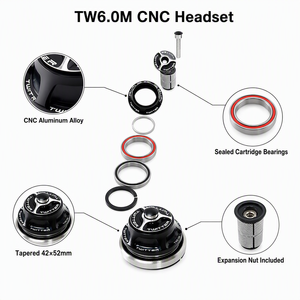 TW6.0M FENGCHI Forcella Anteriore per Bicicletta da Strada con Cuscinetti Regolabili in Lega di Alluminio, Conica 42-52MM, Rivestimento a Polvere - Product Image 5