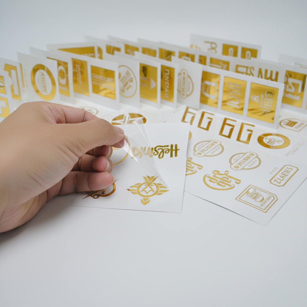 Hot Gold Stamping Design Customized Transfer Printing Embossed Effect Packaging Label Decorative Sticker