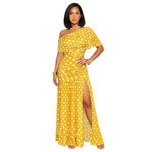 2026 European and American fashion women's sexy slit slim fit long dress with polka dot <b>perspective</b> dress - Product Image 5