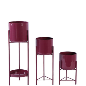 Nordic Set mit 3 mehrfarbigen, hoch verzinkten Metall-Pflanz gefäßen mit Ständer für den Garten-Blumentopf im Wohnzimmer - Product Image 3