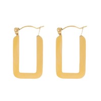Boucles d'oreilles françaises de luxe léger, forme géométrique vintage, en acier inoxydable, personnalisées pour femmes, simples, haut de gamme, plaquées or 14 carats