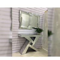 Table de vue latérale en diamant écrasé, meuble de couloir en MDF avec miroir, offre spéciale