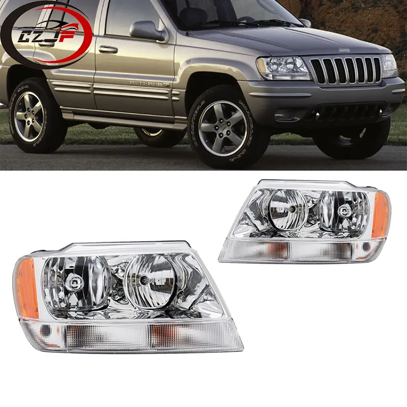 CZJF en iyi satış farlar başkanı işık lambası Jeep için far Grand Cherokee 1999 2000 2001 2002 2003 2004255155576AG 55155577AG