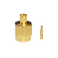 Conector coaxial electrónico, conector coaxial SMA RF macho recto chapado en oro para cables RG405 RG086