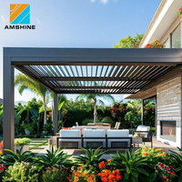 Pergola bioclimatique en aluminium pour extérieur, toit à lamelles motorisé et imperméable, gazebo de jardin pour terrasse