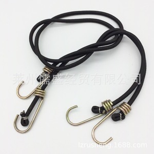 Manufacturer supplies black 8mm iron hook elastic rope, luggage rope, binding rope, camping tent <b>tarp</b> rope - Product Image 4