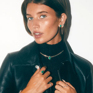 ต่างหูห่วงโซ่ประดับอัญมณีสีเงิน18K สีทอง925สวยสง่าสำหรับผู้หญิง - Product Image 4