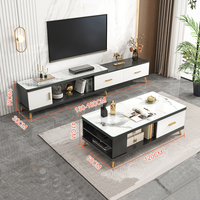 Meuble TV en bois moderne extensible, combinaison table basse et meuble TV pour salon, appartement compact
