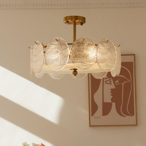 Plafonnier en verre minimaliste européen américain Style vintage français Luxe Postmoderne pour chambres à coucher Salles à manger et salons - Product Image 2