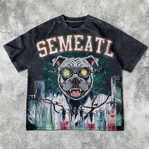 Heavyweight Rhinestone T Shirt Streetwear Graphic Boxy Cropped T-Shirts Custom Designer Acid Wash Distressed Shirts for Men - Product Image 2