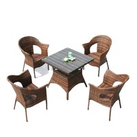 Dossier confortable tissé loisirs pour cour balcon moderne trois pièces chaise en rotin extérieur et petite Table basse ensemble