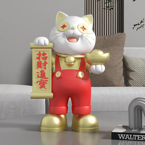 Sculpture de chat porte-bonheur en résine, artisanale, peinte à la main, tendance, décoration de bureau/caisse enregistreuse, petit cadeau créatif - Product Image 3