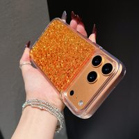 Coque de téléphone scintillante or orange brillante pour iPhone 17 13 14 15 Pro Max 16 Plus, en TPU souple antichoc, étui scintillant et étincelant
