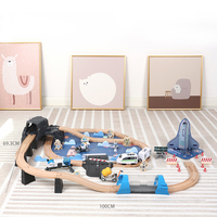Train spatial en bois 89 pièces avec rails, jouet éducatif pour enfants, ensemble de jeu astronaute, fusée, navette spatiale, vente chaude