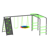 Ensemble de balançoires d'extérieur Sundow pour enfants avec balançoire à plateau, structure de jeu en métal avec toboggan et barres de grimpeur