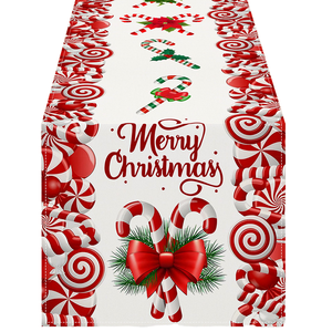 Ychon Custom Printed Christmas Wedding Candy Polyester Table <b>Runners</b> for Home Hotel Decorations - Product Image 1